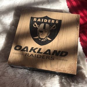 Wooden Oakland Raiders plaque